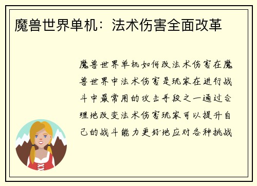 魔兽世界单机：法术伤害全面改革